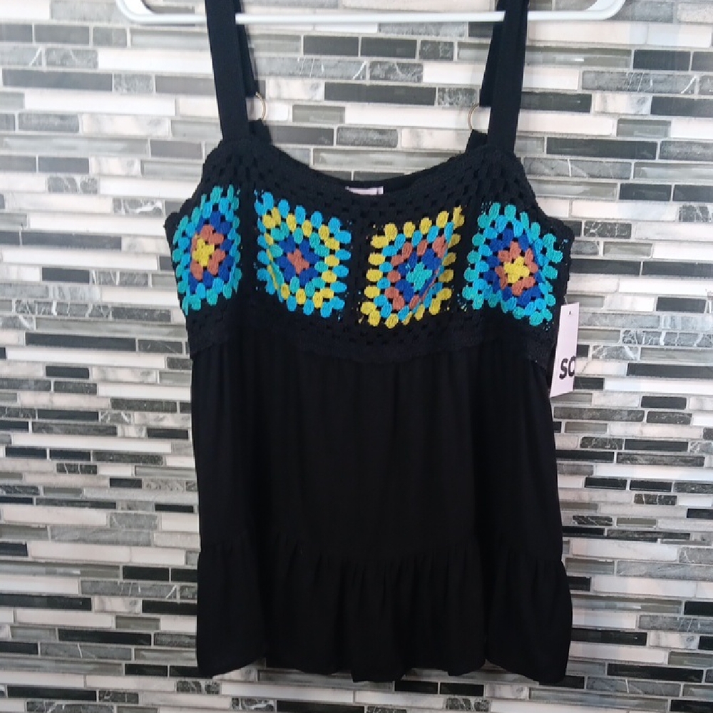 SO Black Crochet Babydoll Camisole XL